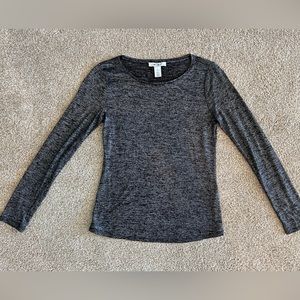 NWOT Matalic black and silver White House Black Market long sleeve tee in XS
